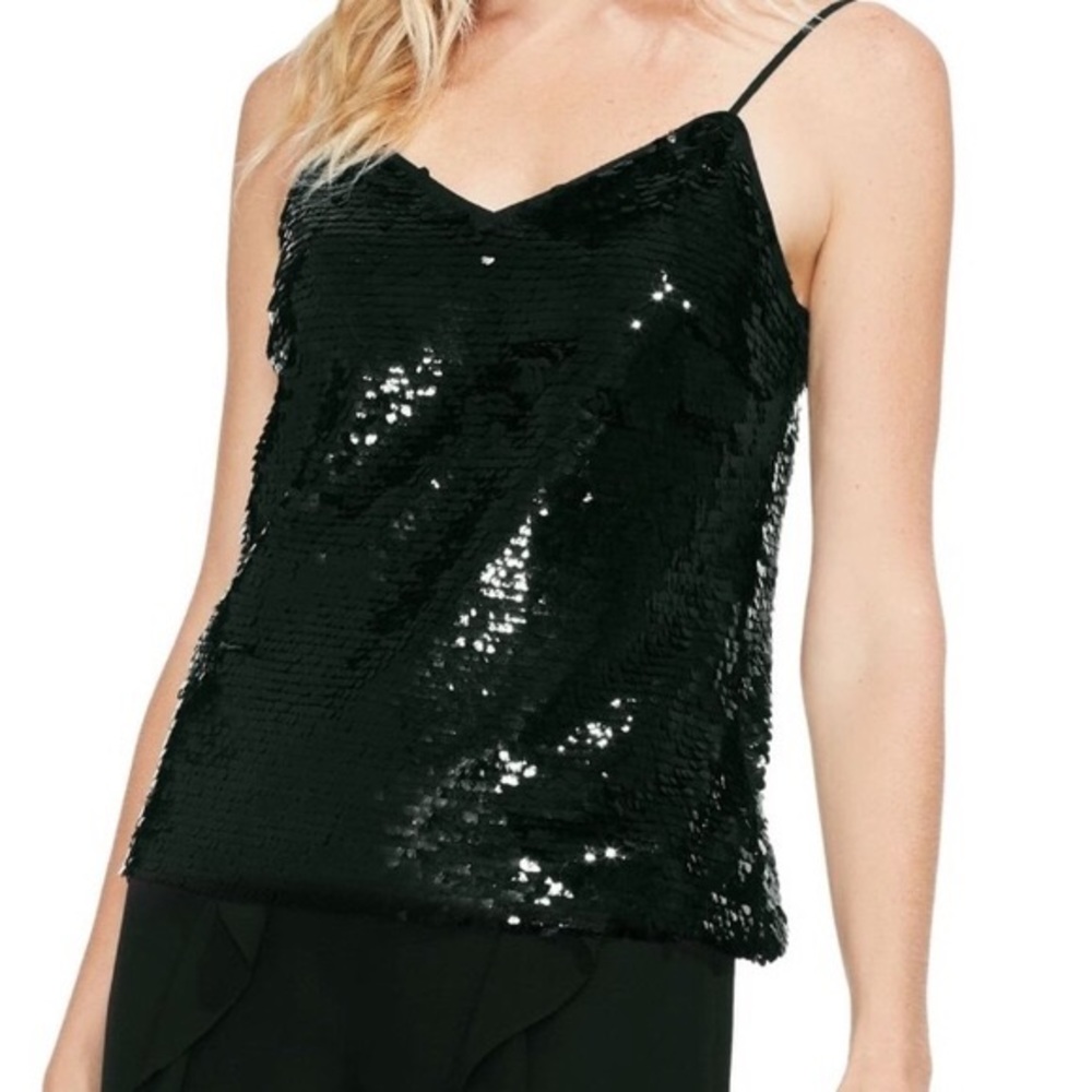 Vince Camuto black sequin cami top